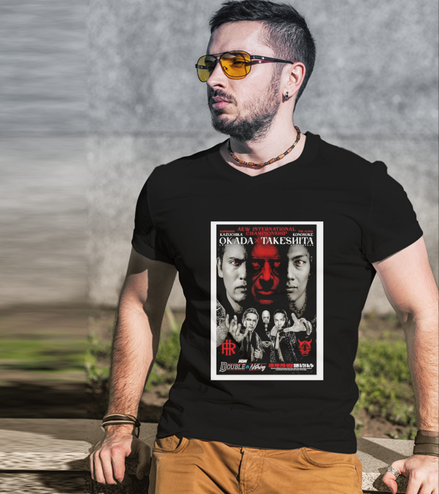 AEW International Championship Kazuchika Okada Vs Konosuke Takeshita Double Or Nothing 2026 Pay Per View T-Shirt