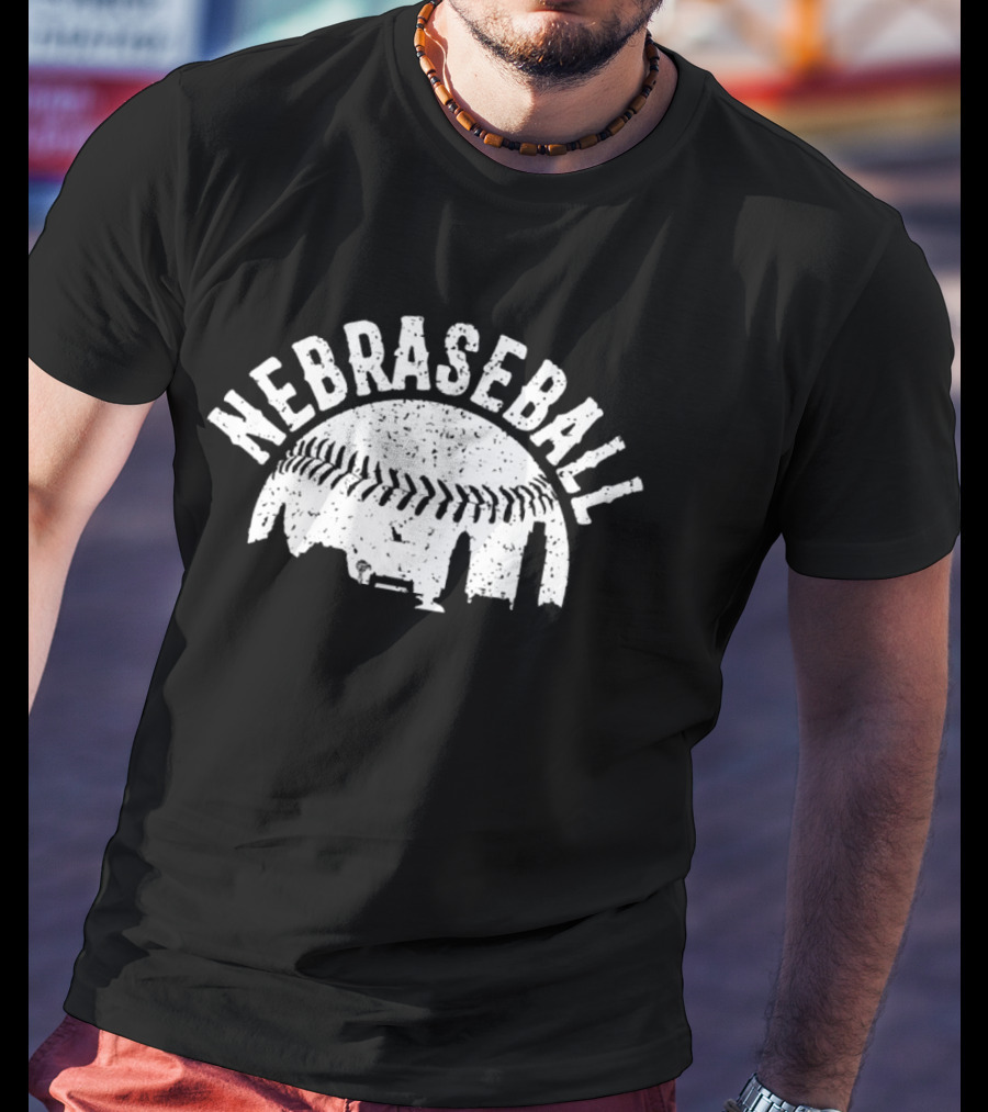 Nebraseball Skyline Nebraska Huskers Stadium Cityscape T-Shirt