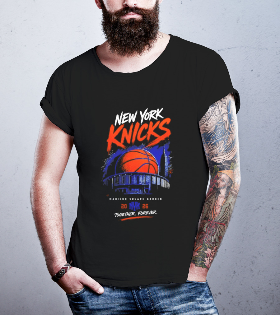 New York Knicks Madison Square Garden 2026 Together Forever Basketball Skyline T-Shirt