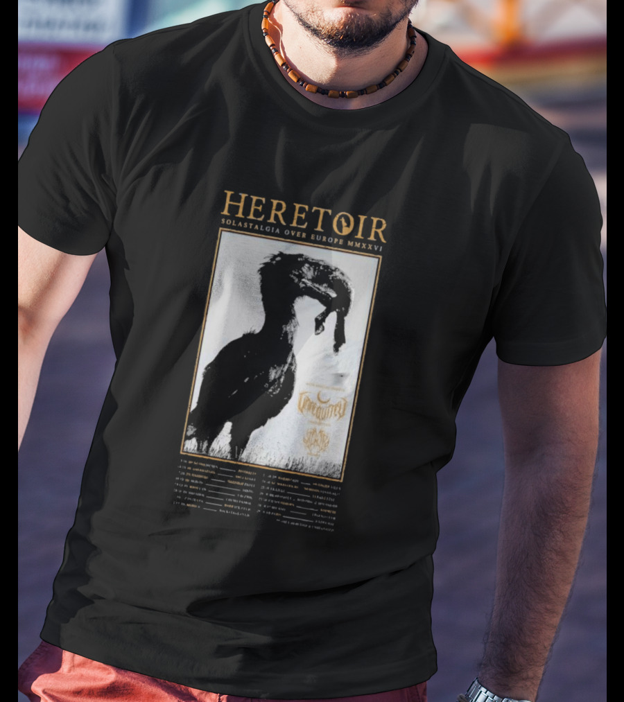 HERETOIR Solastalgia Over Europe MMXXVI Tour 2026 With Special Guests Farsot Agrypnie Black Crane T-Shirt