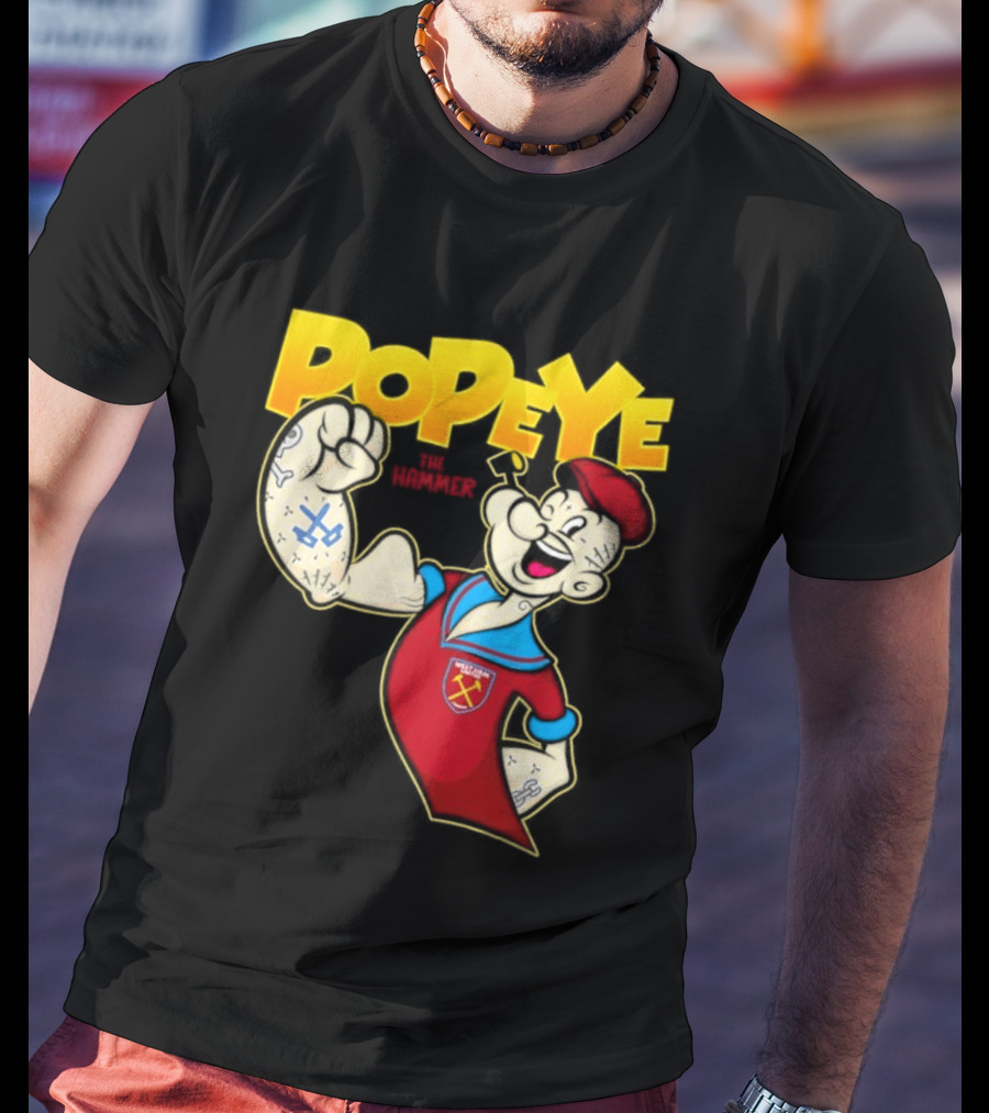 Popeye The Hammer West Ham United Crest Vintage Cartoon T-Shirt