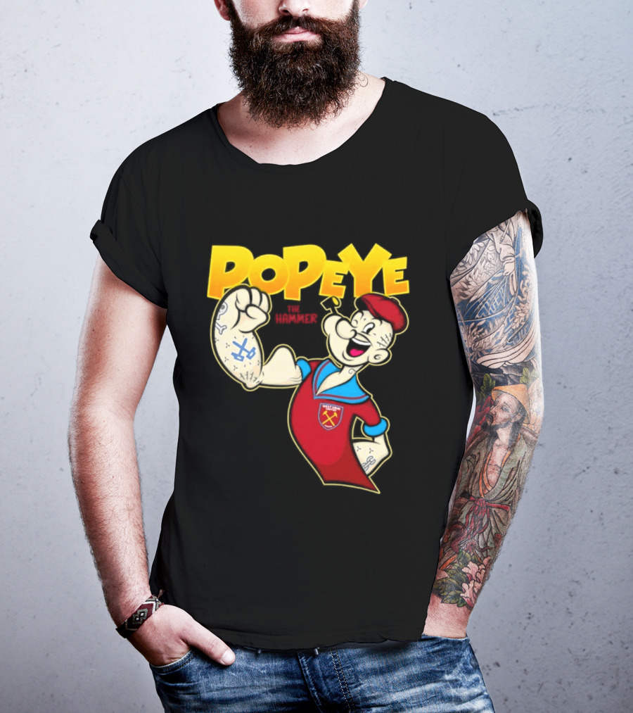 Popeye The Hammer West Ham United Crest Vintage Cartoon T-Shirt