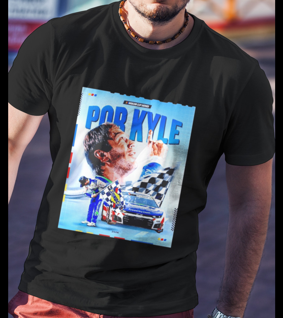 Nascar Cup Series Por Kyle 2026 Racing Celebration With Checkered Flag And Race Car T-Shirt
