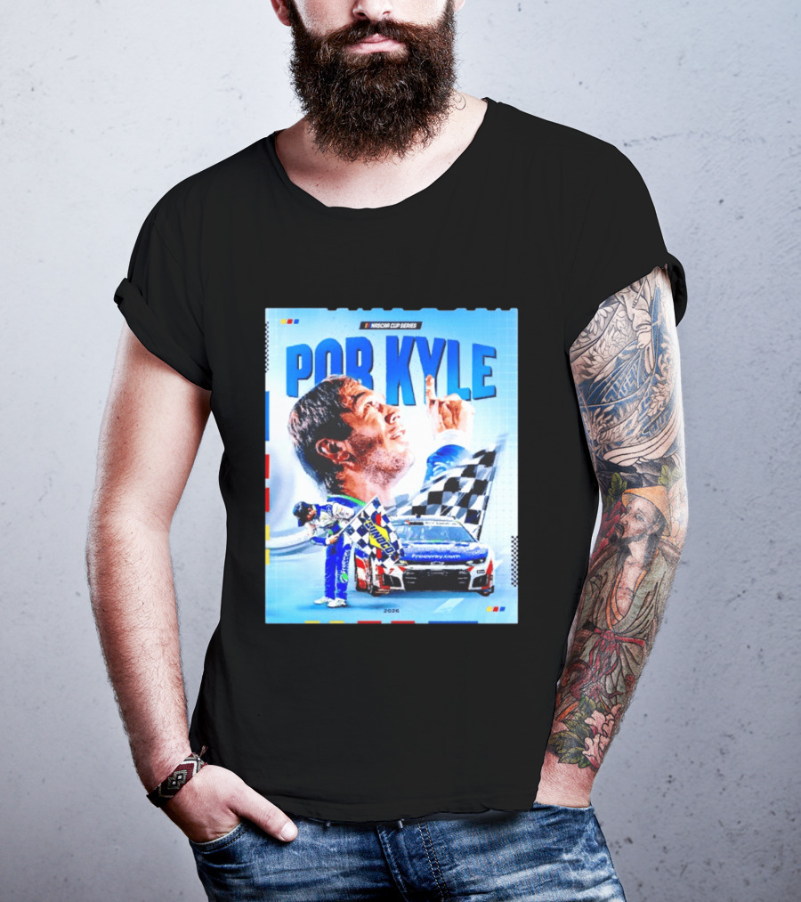Nascar Cup Series Por Kyle 2026 Racing Celebration With Checkered Flag And Race Car T-Shirt