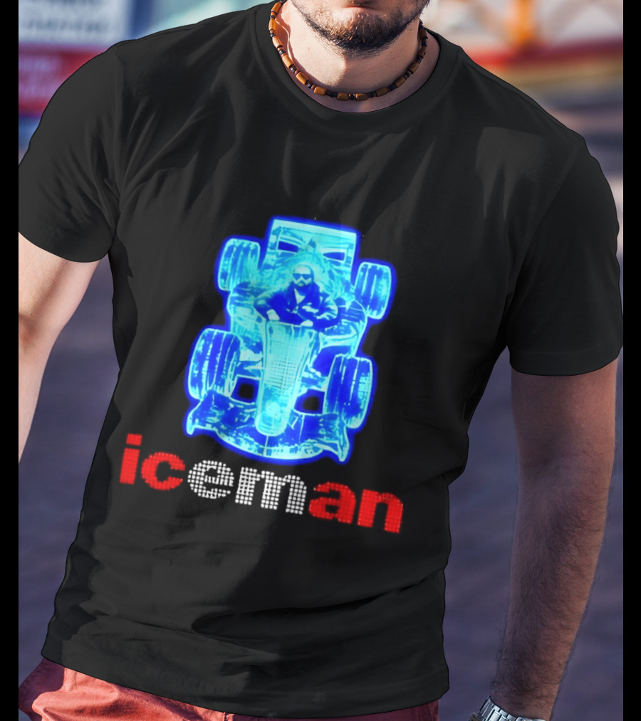 Iceman Kimi Räikkönen F1 Driver Holographic Car Racing Blue Red T-Shirt