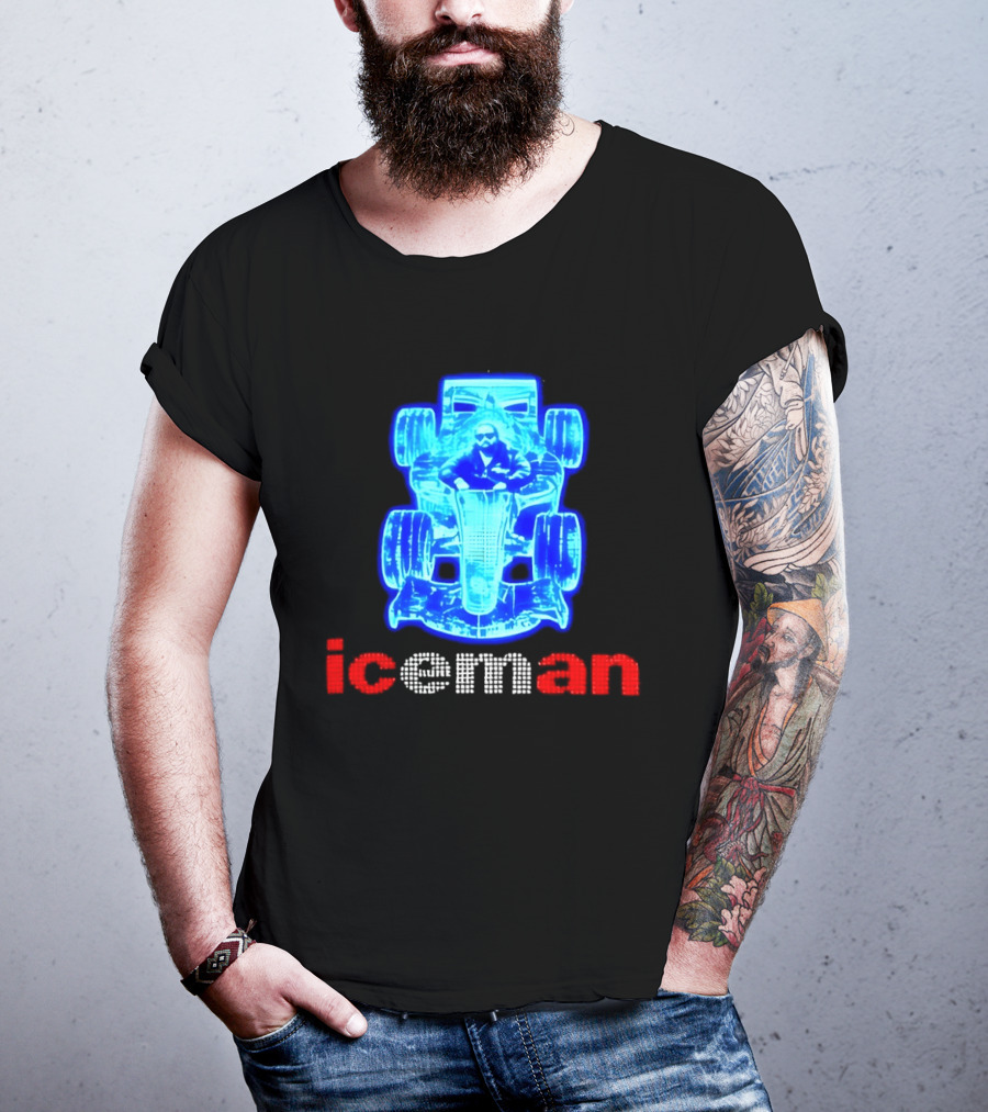 Iceman Kimi Räikkönen F1 Driver Holographic Car Racing Blue Red T-Shirt
