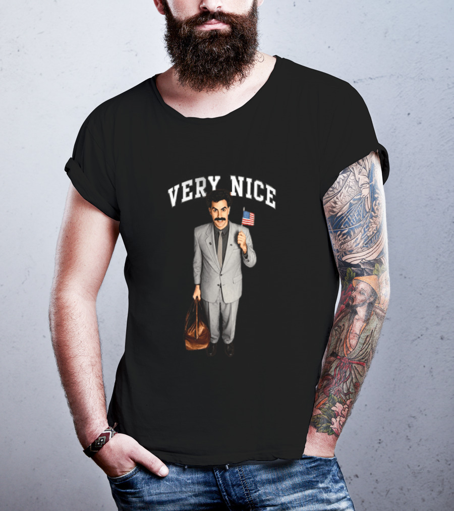 Sacha Baron Cohen Very Nice Borat Holding American Flag T-Shirt
