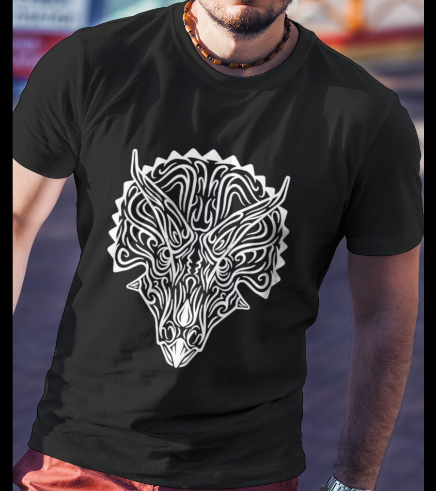 Triceratops Head Tribal T-Shirt