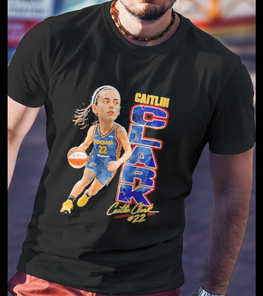 WNBA Indiana Fever Caitlin Clark 22 Basketball Caricature T-Shirt