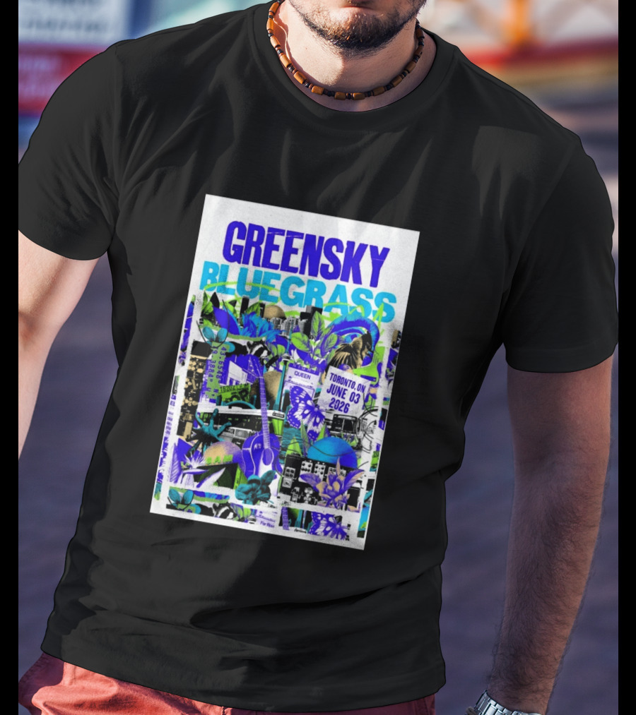 Greensky Bluegrass Toronto ON June 03 2026 Guitar Butterfly Cityscape T-Shirt
