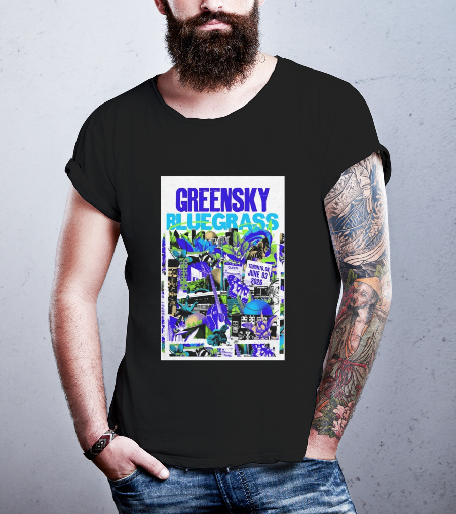 Greensky Bluegrass Toronto ON June 03 2026 Guitar Butterfly Cityscape T-Shirt