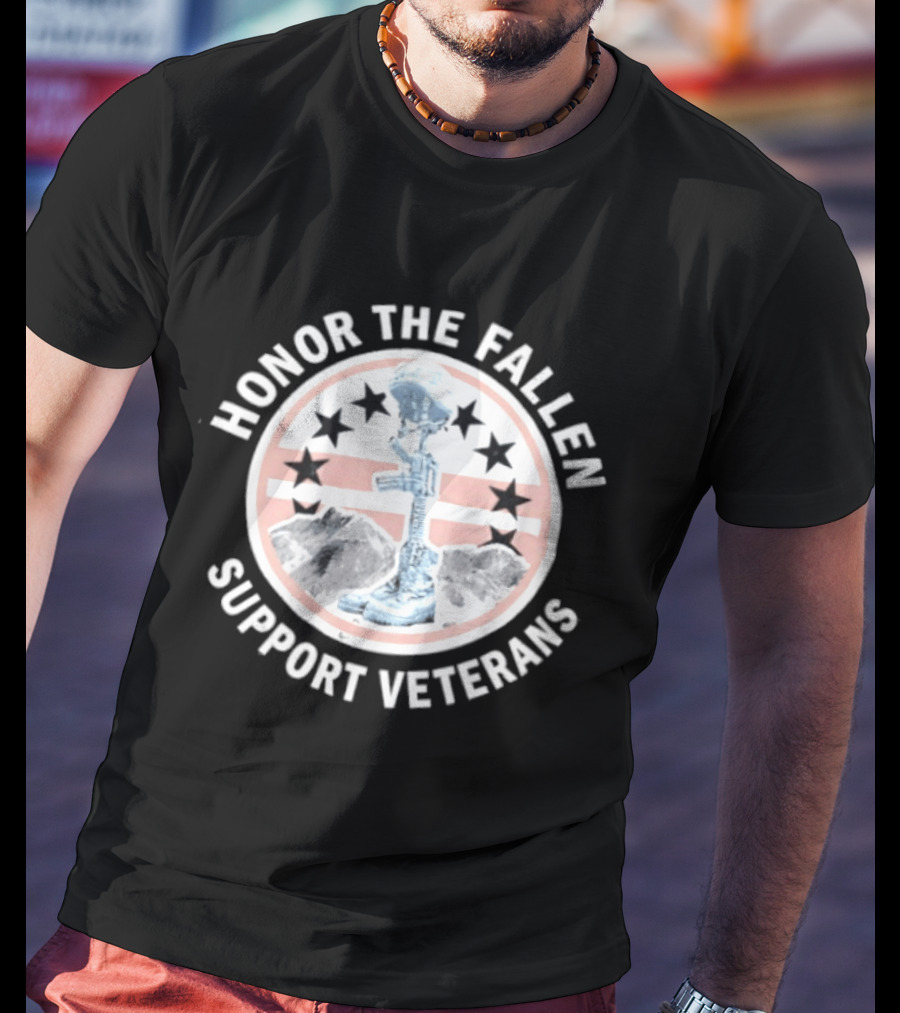 Honor The Fallen Support Veterans Soldier Memorial Stars Patriotic T-Shirt
