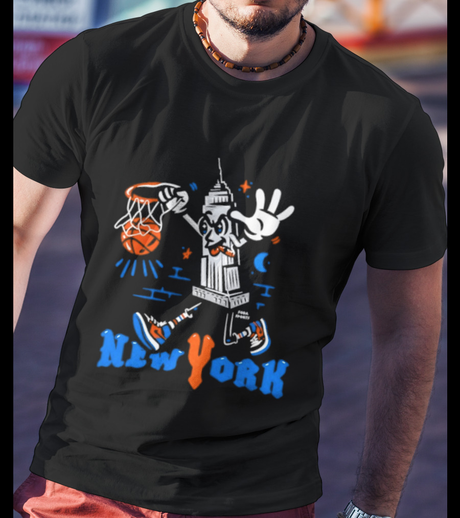 New York Knicks Empire State Building With Basketball And Sneakers T-Shirt