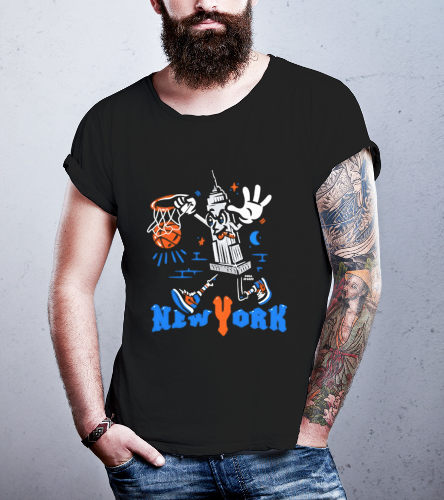 New York Knicks Empire State Building With Basketball And Sneakers T-Shirt