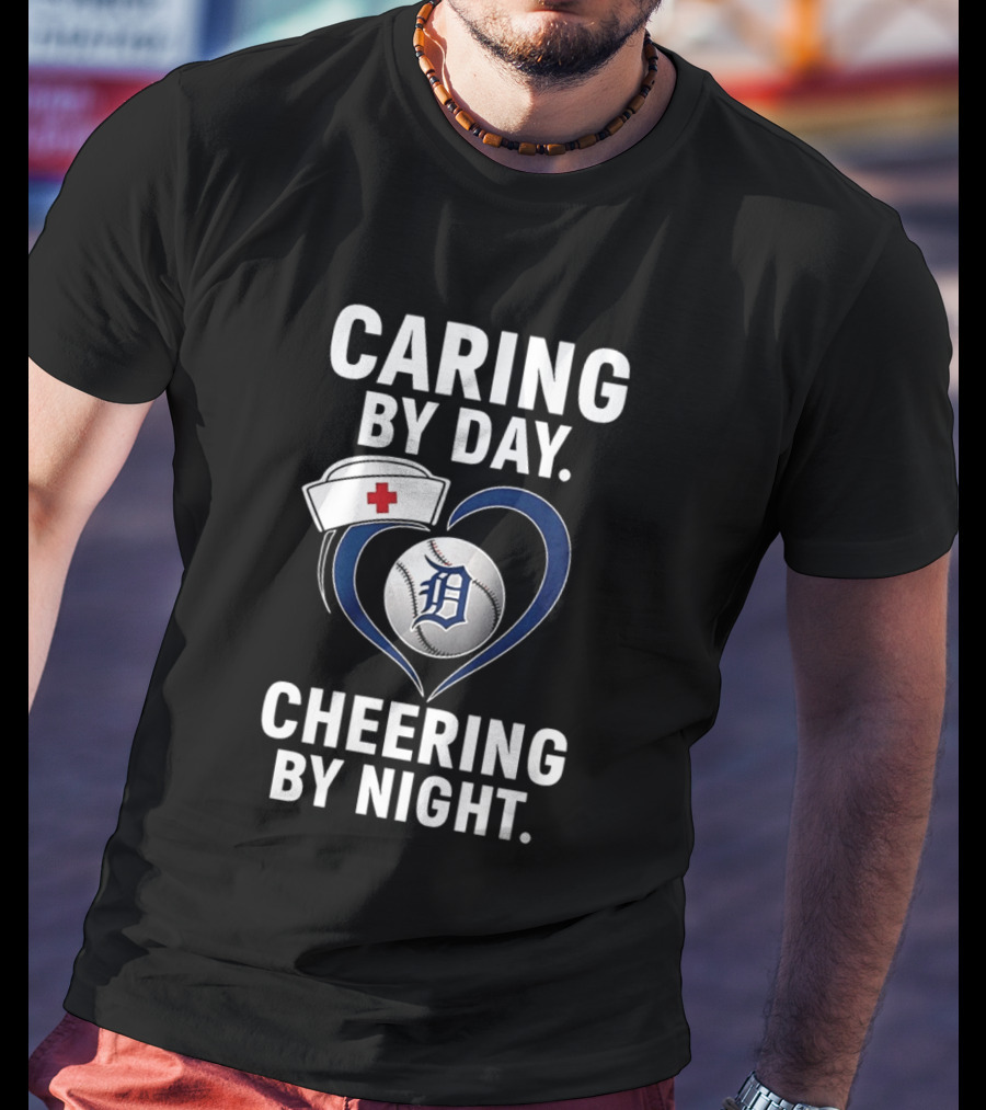 Caring By Day Nurse Baseball Fan Cheering By Night T-Shirt