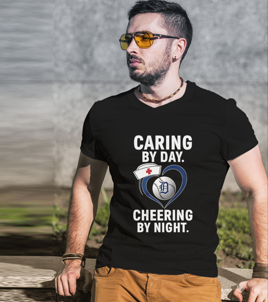 Caring By Day Nurse Baseball Fan Cheering By Night T-Shirt