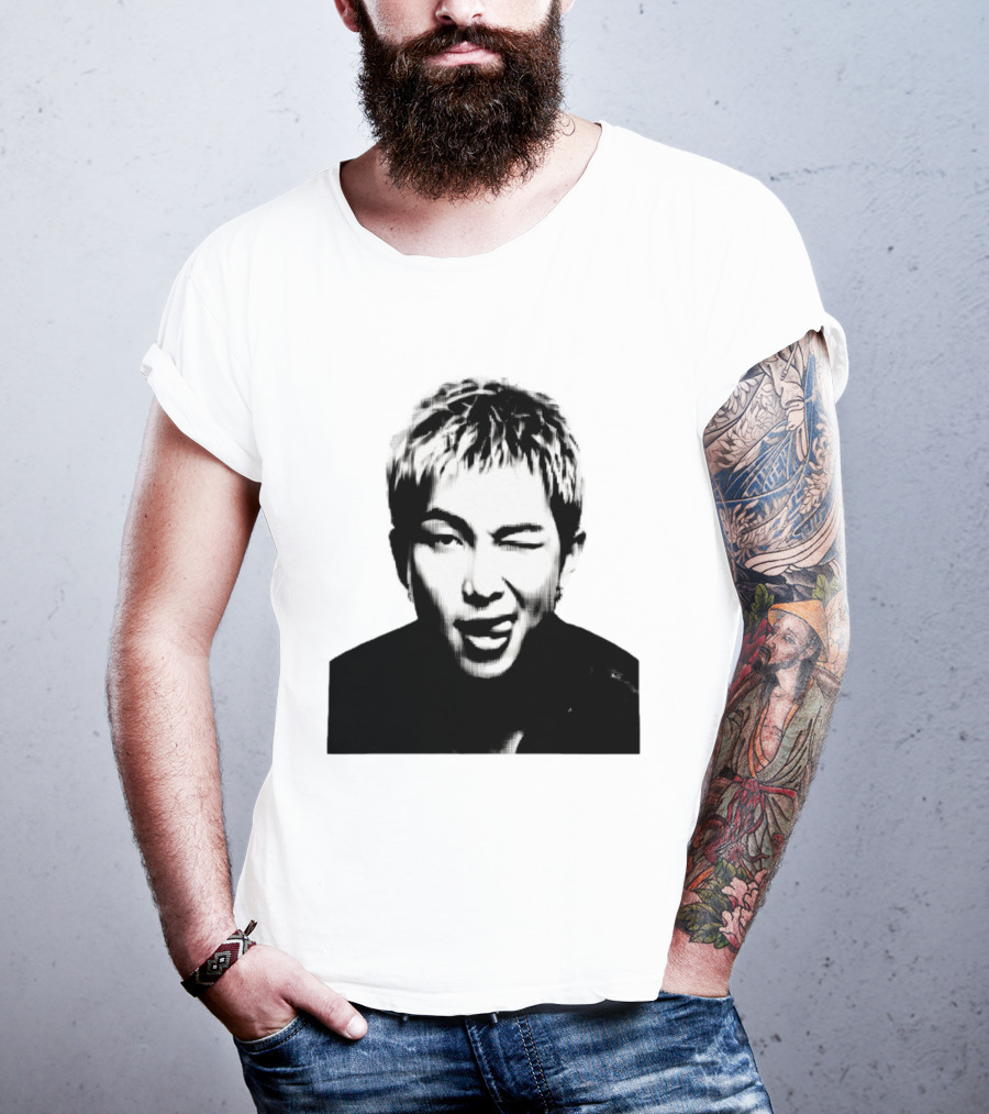 Kim Namjoon BTS K Pop Music Star Halftone Monochrome T-Shirt
