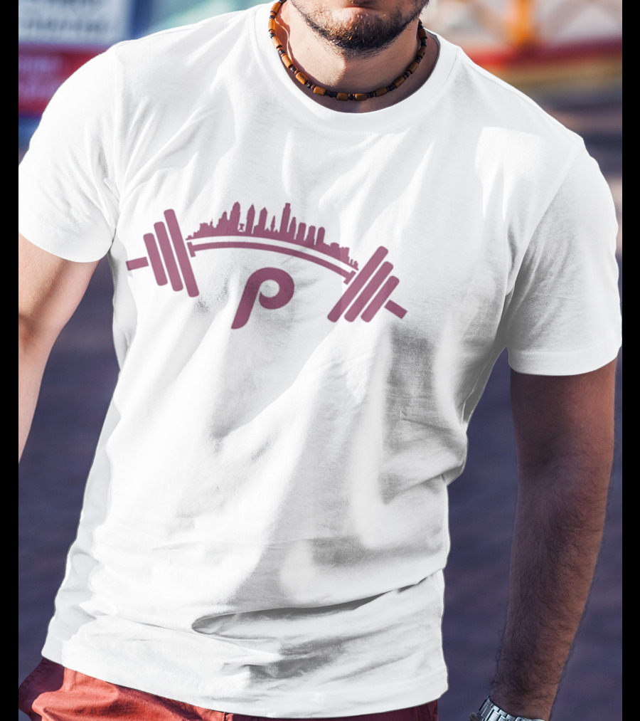 Philadelphia Skyline P Weightlifting Barbell T-Shirt