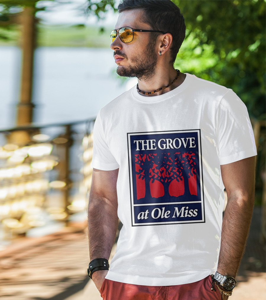 The Grove At Ole Miss Trees Red Blue T-Shirt