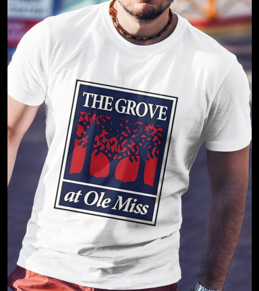 The Grove At Ole Miss Trees Red Blue T-Shirt