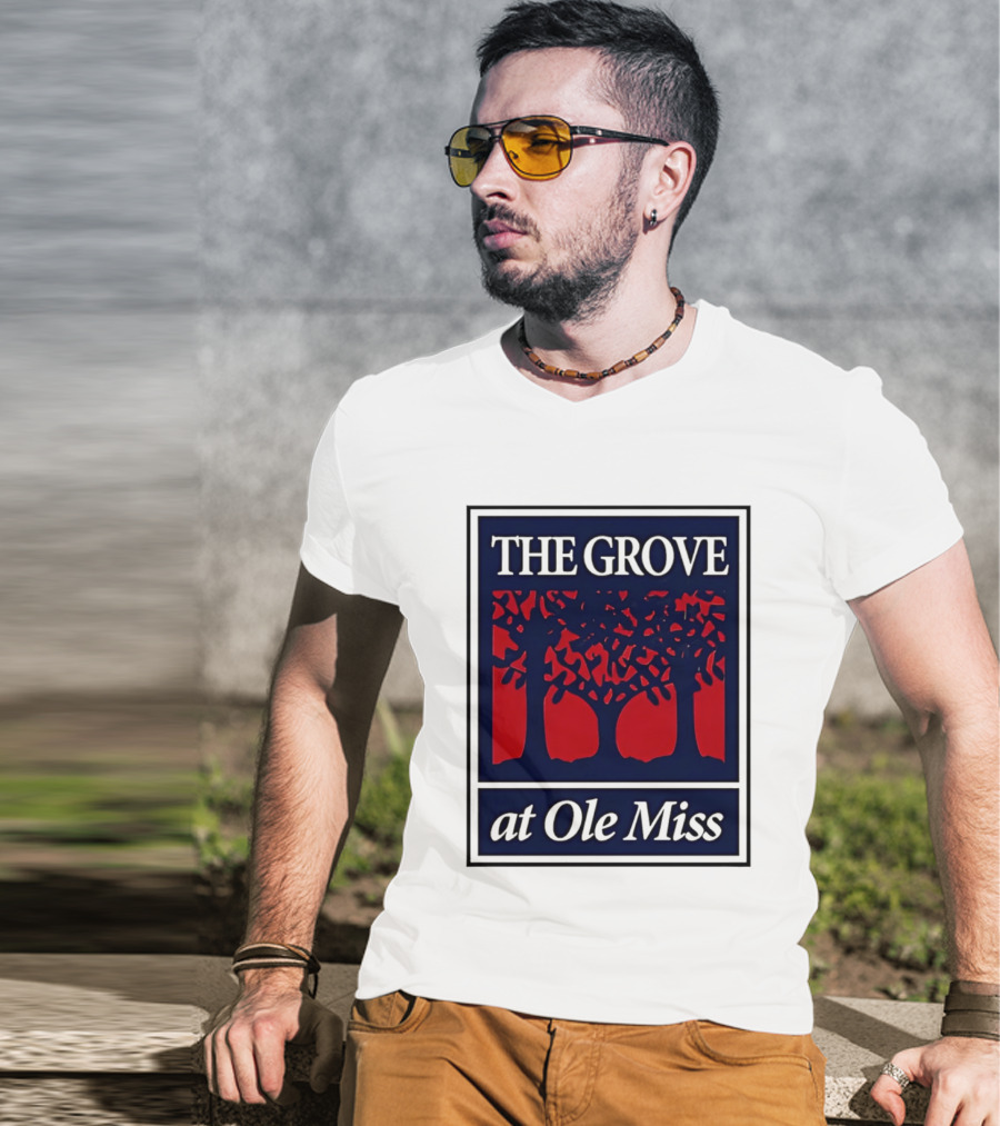 The Grove At Ole Miss Trees Red Blue T-Shirt