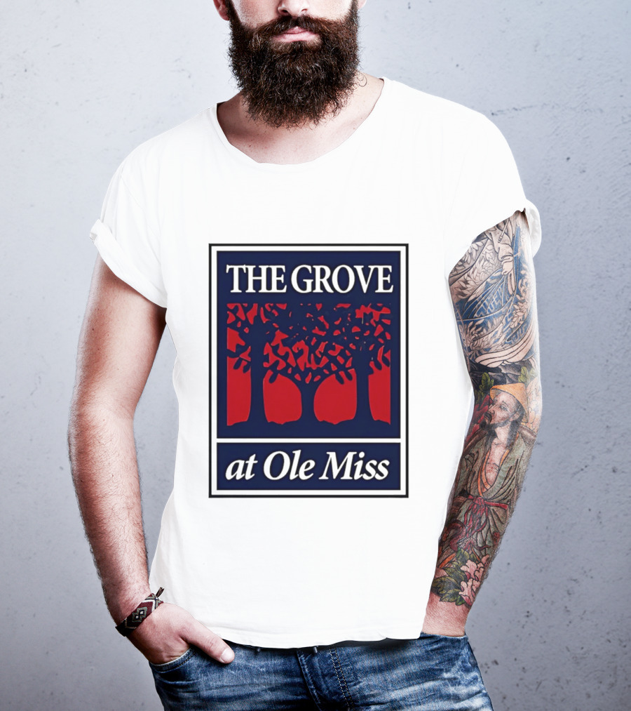 The Grove At Ole Miss Trees Red Blue T-Shirt