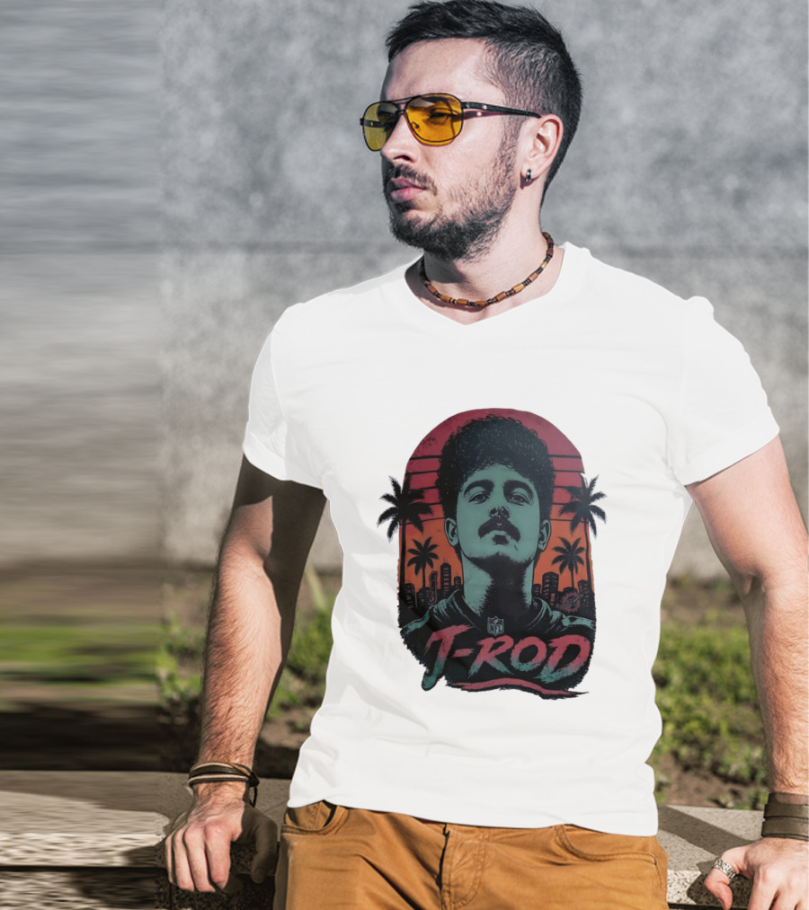 J ROD Miami Dolphins Vaporwave Aesthetic Neon Lights NFL T-Shirt