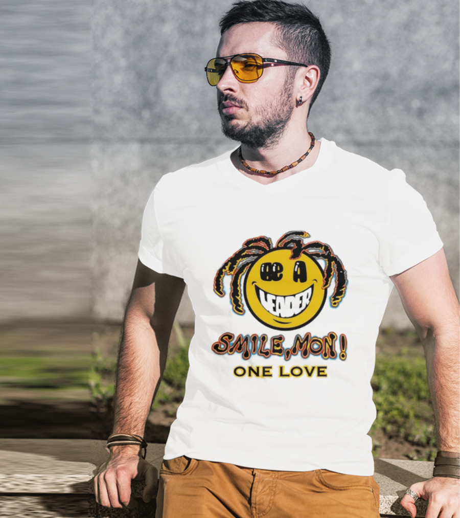 Be A Leader Smile Mon One Love Dreadlocks Emoji T-Shirt