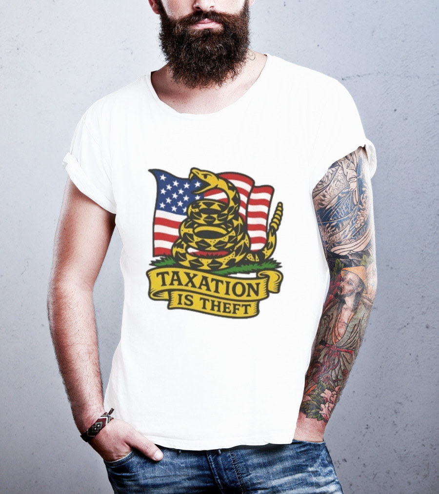 Gadsden Flag American Taxation Is Theft Protest With Snake And Flag T-Shirt