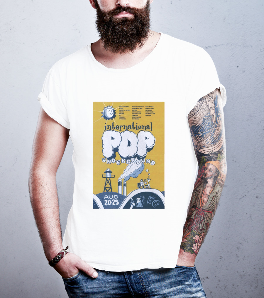 International Pop Underground Festival August 20 25 Beat Happening Fugazi Legend Of Yulesville Seaweed Спинанес Free Us T-Shirt