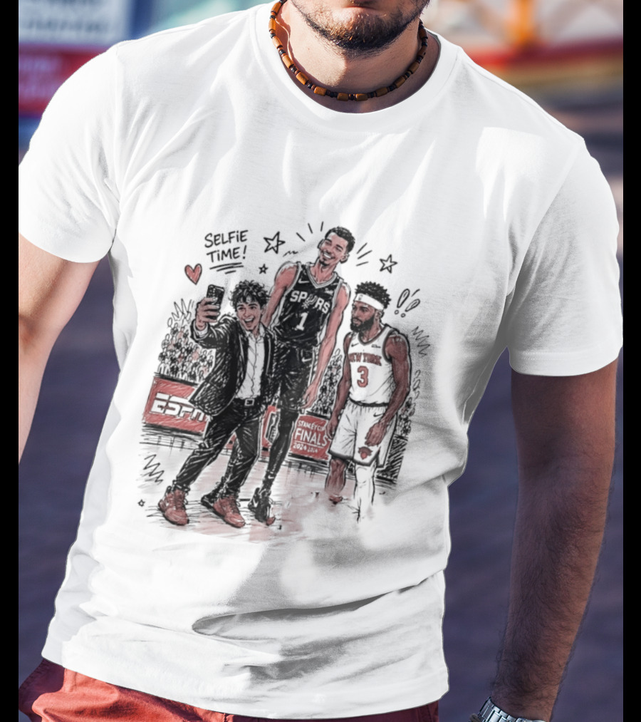 NY Knicks And San Antonio Spurs Selfie Time Finals Caricature T-Shirt