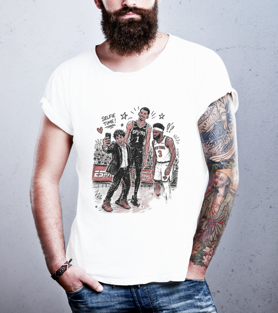 NY Knicks And San Antonio Spurs Selfie Time Finals Caricature T-Shirt