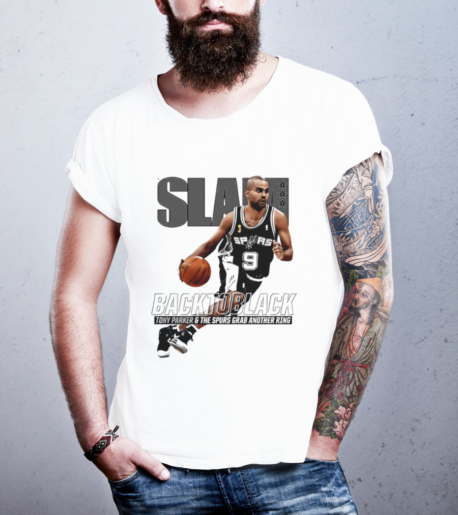 SLAM Back To Black San Antonio Spurs Tony Parker 9 Spurs Grab Another Ring T-Shirt