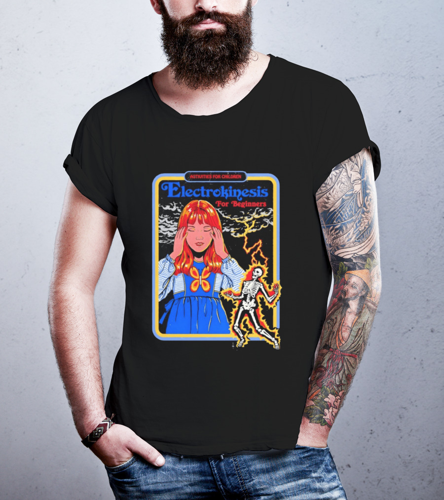 Activities For Children Electrokinesis For Beginners Vintage Style Art With Lightning Bolt Skeleton T-Shirt