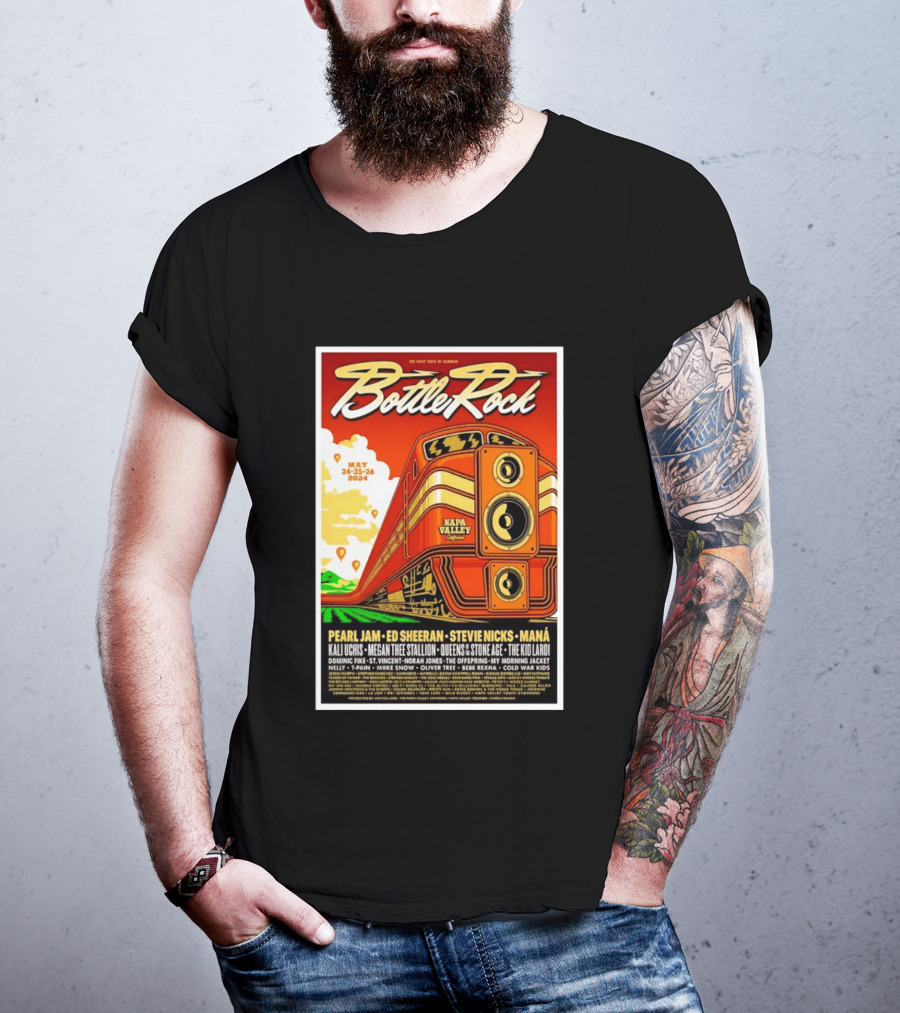 BottleRock Napa Valley May 24 26 2024 Pearl Jam Ed Sheeran Stevie Nicks Maná Napa Valley California T-Shirt