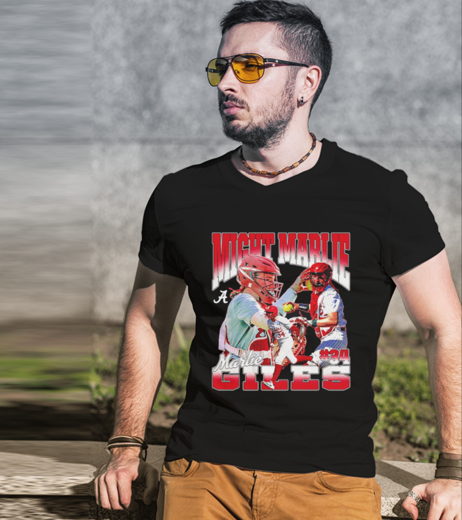 Might Marlie Giles #34 Alabama Softball Player Collage T-Shirt