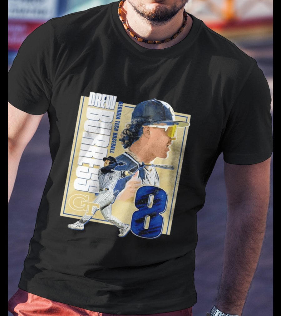 Drew Burress Georgia Tech Baseball Athlete Number 8 T-Shirt