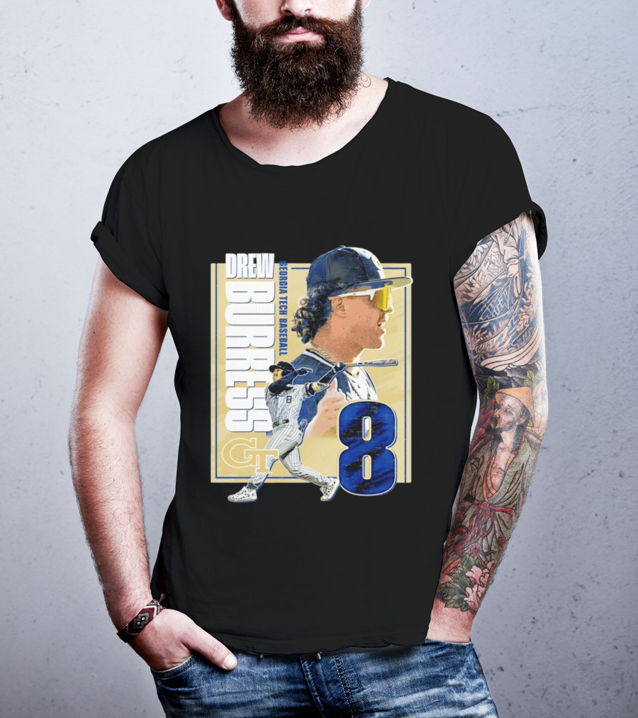 Drew Burress Georgia Tech Baseball Athlete Number 8 T-Shirt