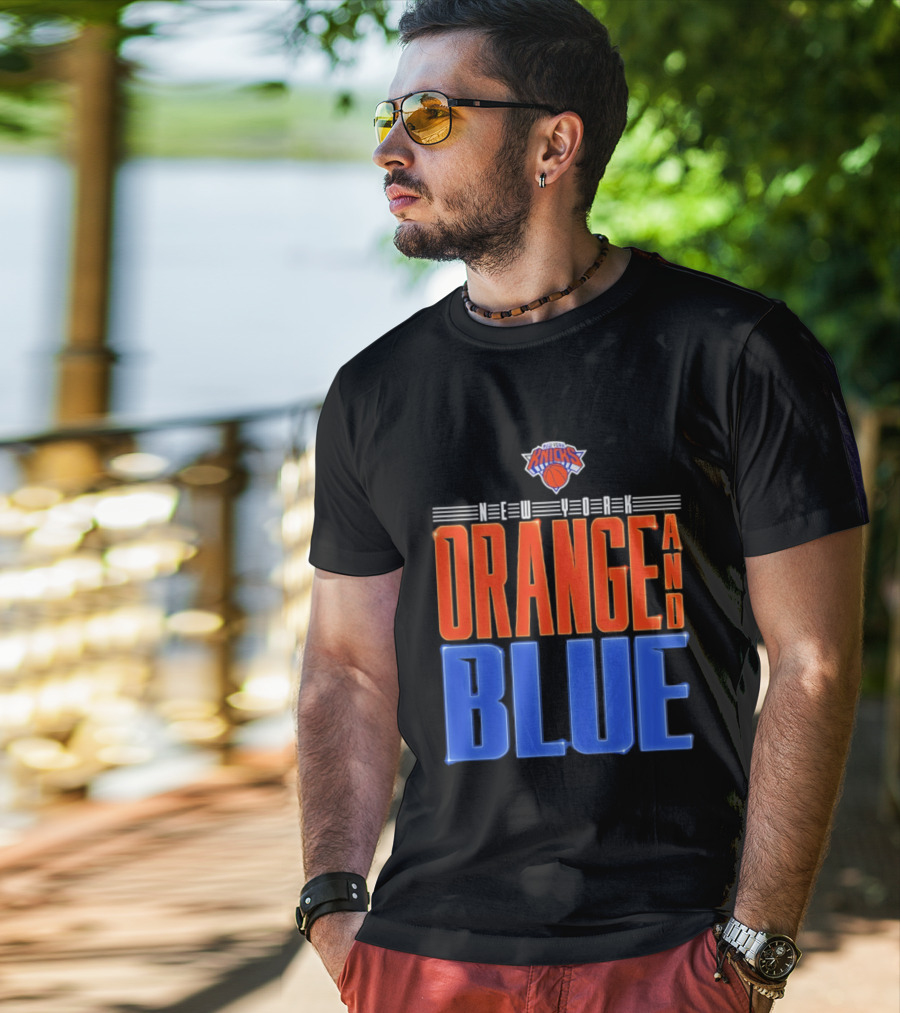 New York Knicks Orange And Blue Neon T-Shirt