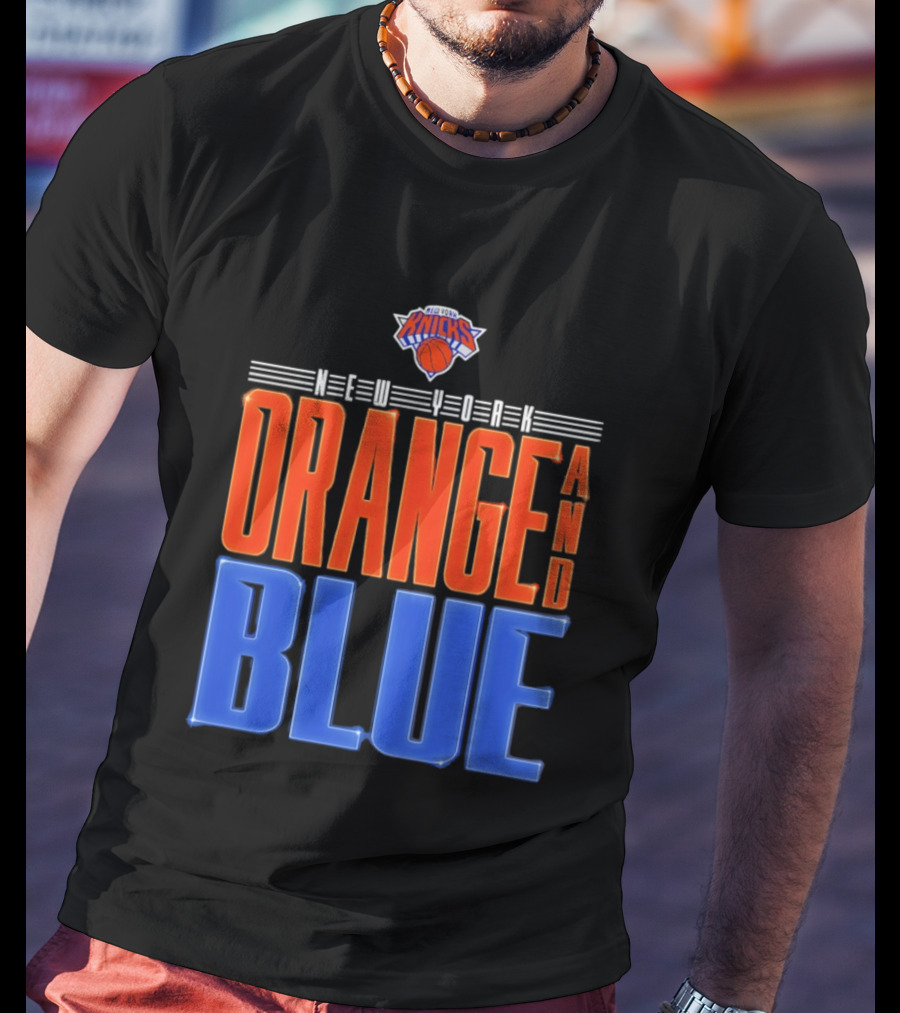 New York Knicks Orange And Blue Neon T-Shirt
