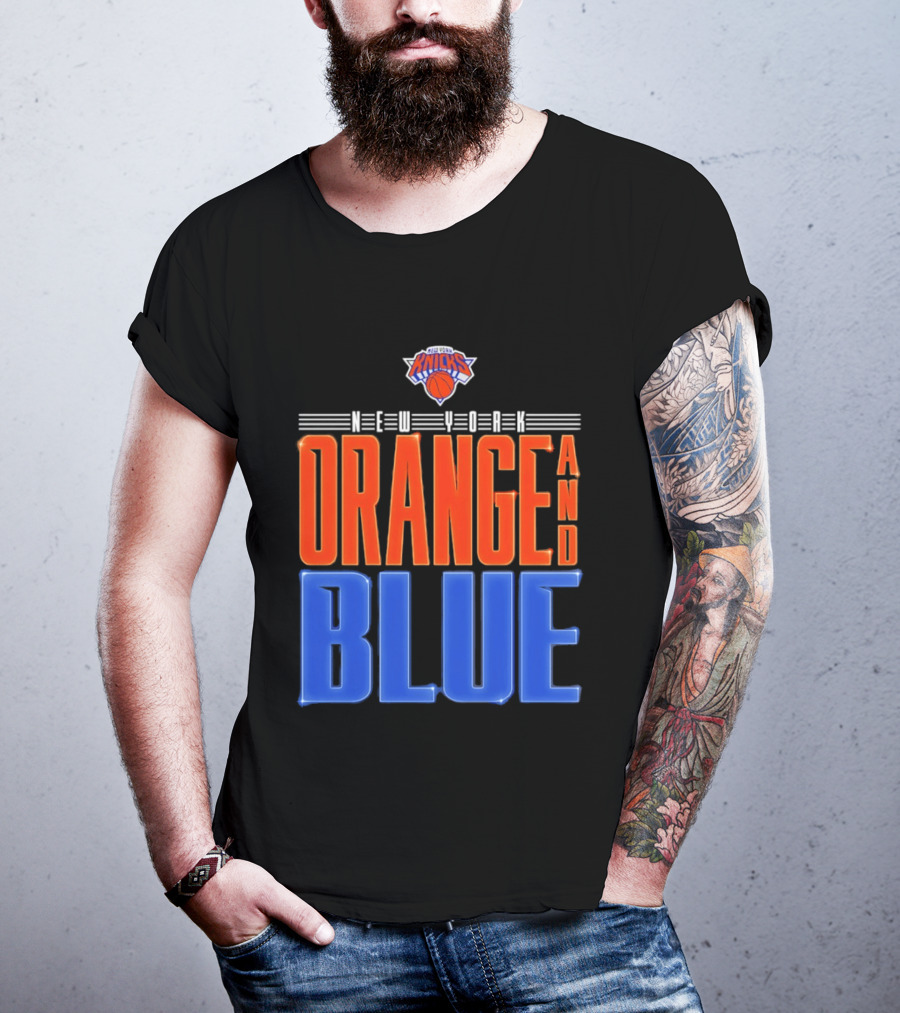 New York Knicks Orange And Blue Neon T-Shirt