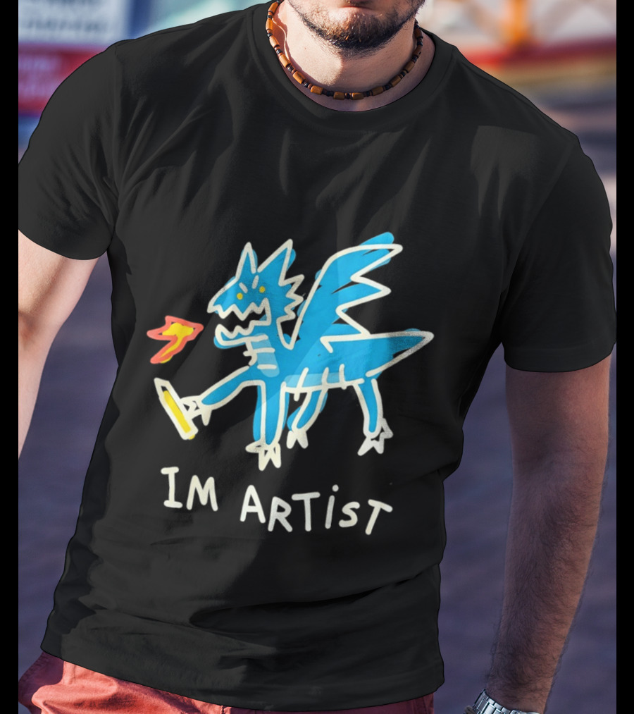IM Artist Dragon Blue Winged Creature Fire Brush T-Shirt