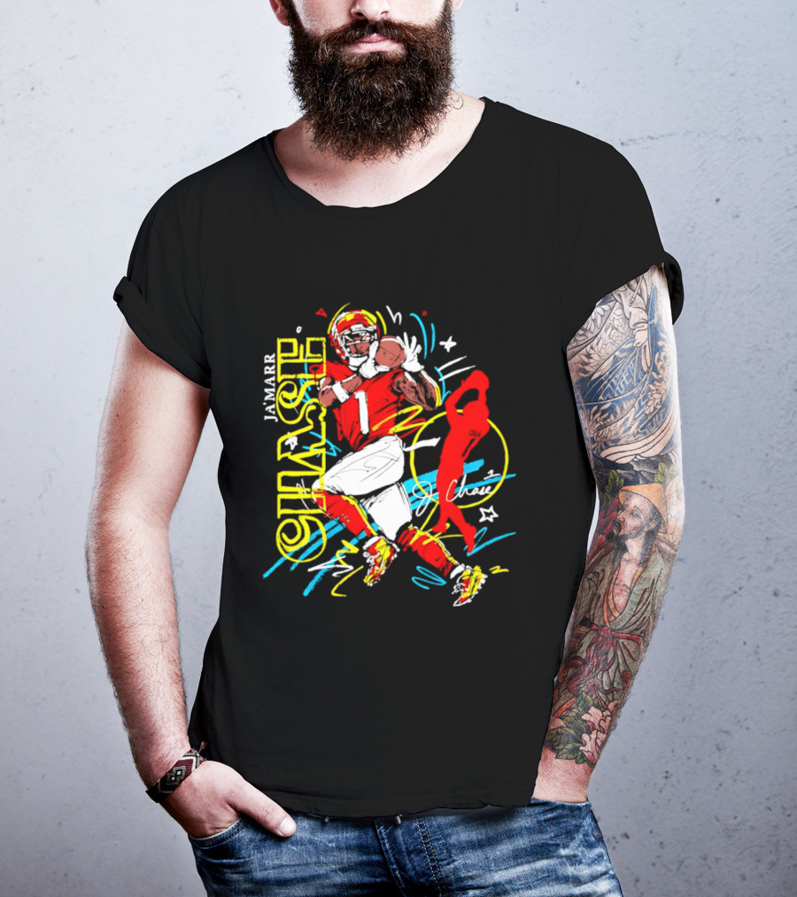 Ja'Marr Chase Cincinnati Bengals Number 1 Scribble Paint T-Shirt