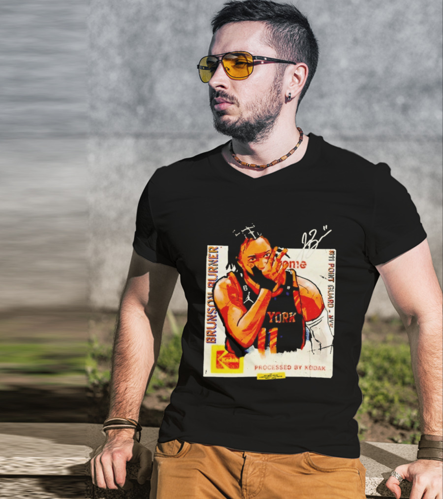 New York Knicks Jalen Brunson Burner #11 Point Guard Processed By Kodak T-Shirt