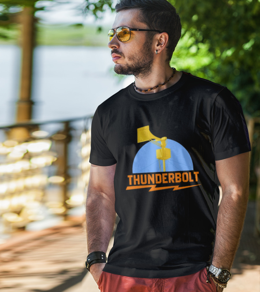 Thunderbolt Civil Defense Siren Lightning Bolt Black T-Shirt