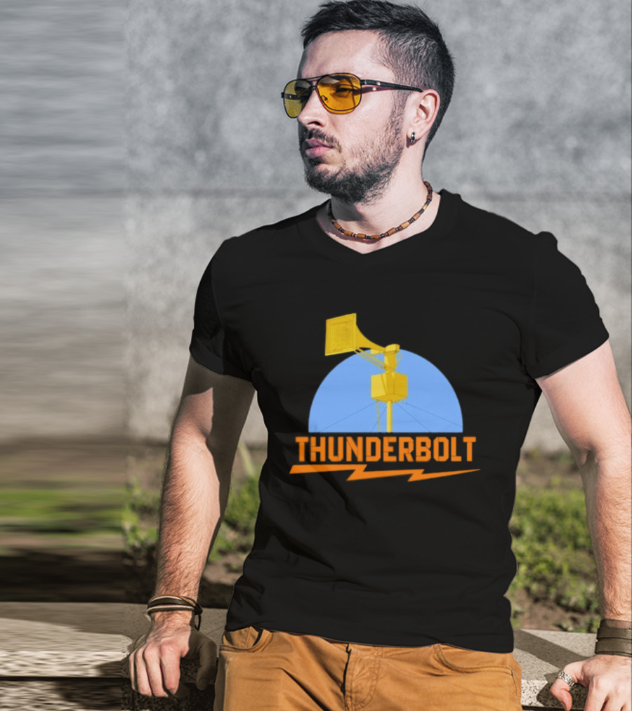 Thunderbolt Civil Defense Siren Lightning Bolt Black T-Shirt