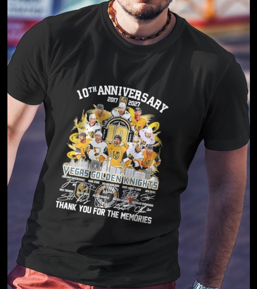 Vegas Golden Knights 10th Anniversary 2017 2027 Thank You For The Memories T-Shirt