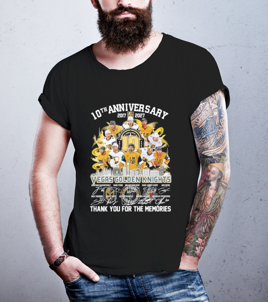 Vegas Golden Knights 10th Anniversary 2017 2027 Thank You For The Memories T-Shirt
