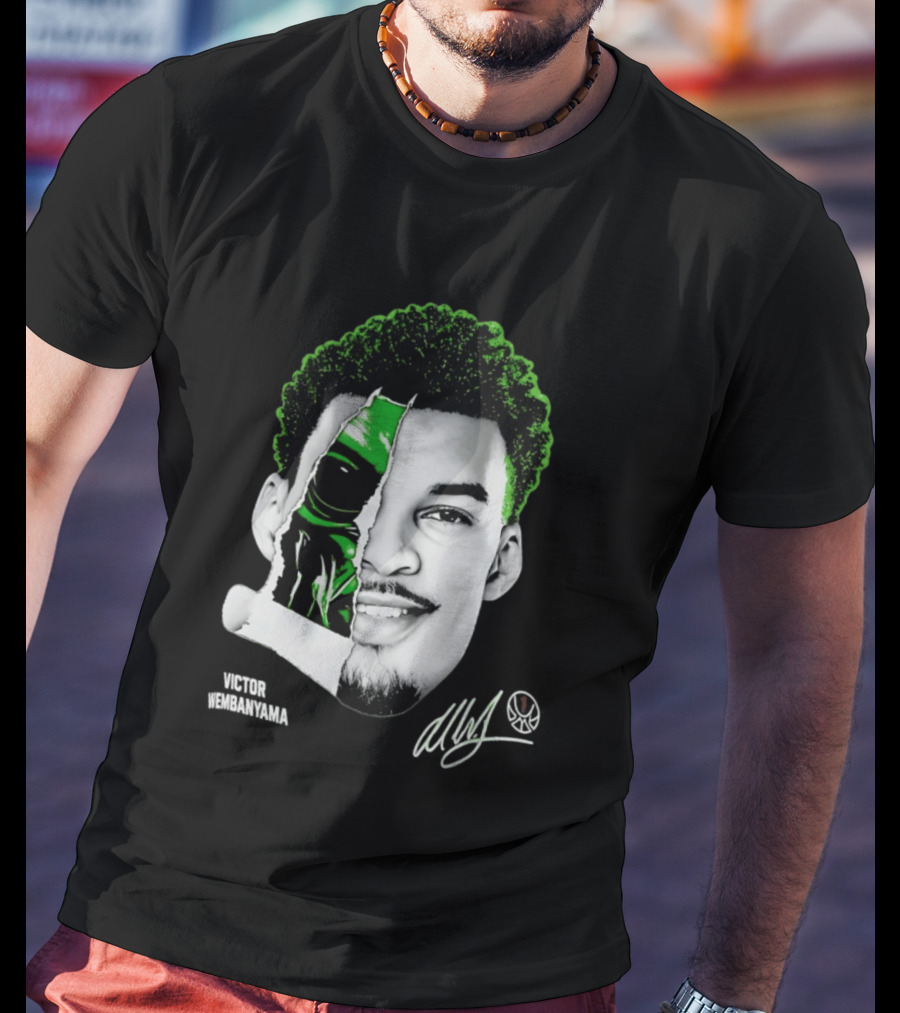 Victor Wembanyama Alien Torn Creature Signature T-Shirt