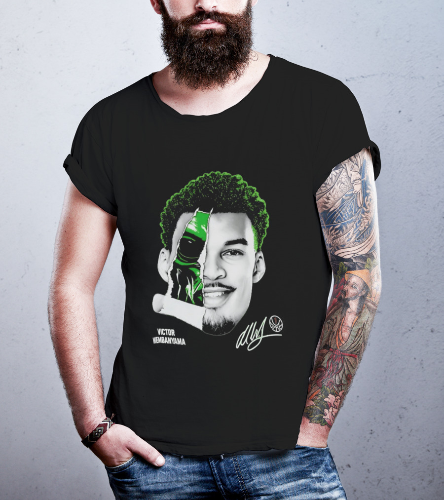 Victor Wembanyama Alien Torn Creature Signature T-Shirt